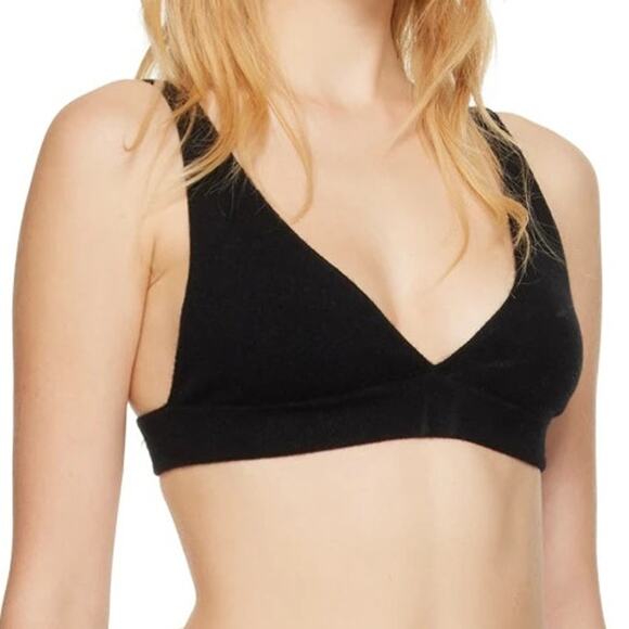 Lisa Yang Capucine Bralette 100% Cashmere Knit Triangle Bra Black One Size NWT - Picture 4 of 16